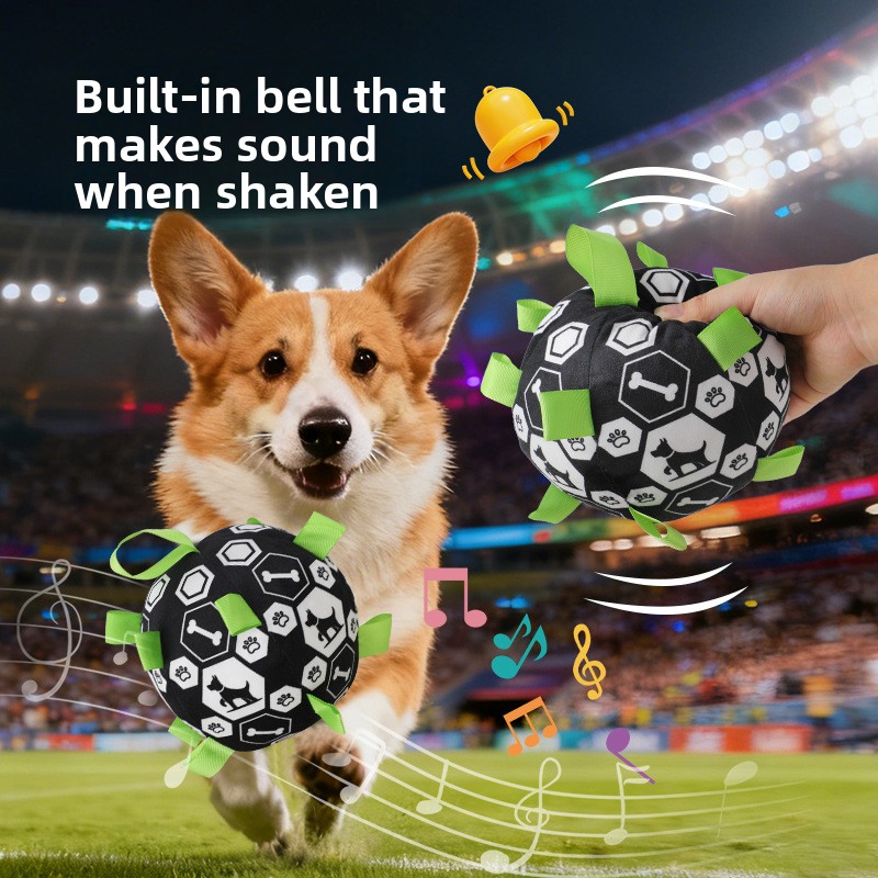 World Cup-themed outdoor football toy for dogs, durable and chew-resistant, boredom-relieving electric bell ball
