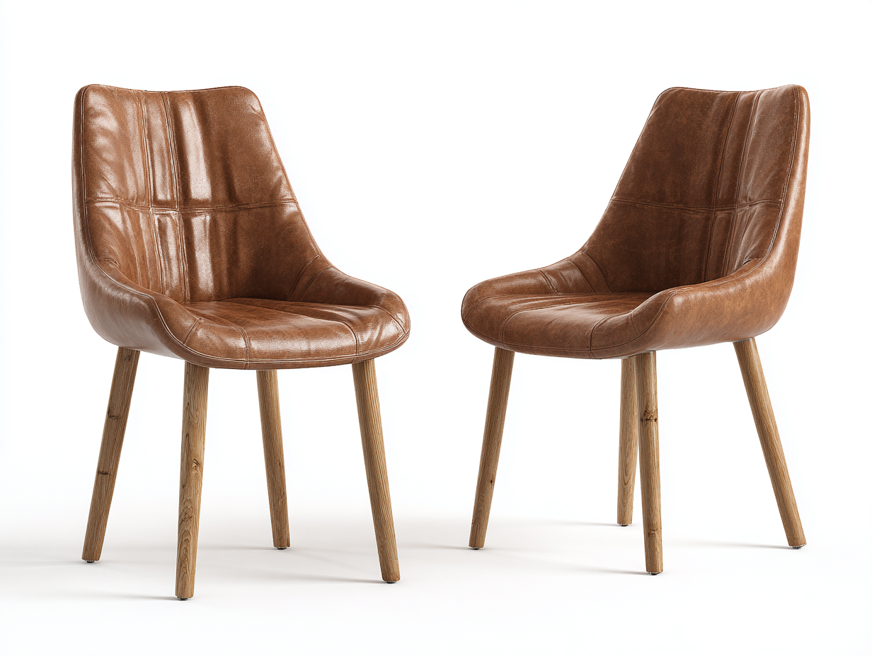 Chaise de salle à manger cuir synthétique bois 50x46x88 cm - marron - design moderne-Bamboomyyard