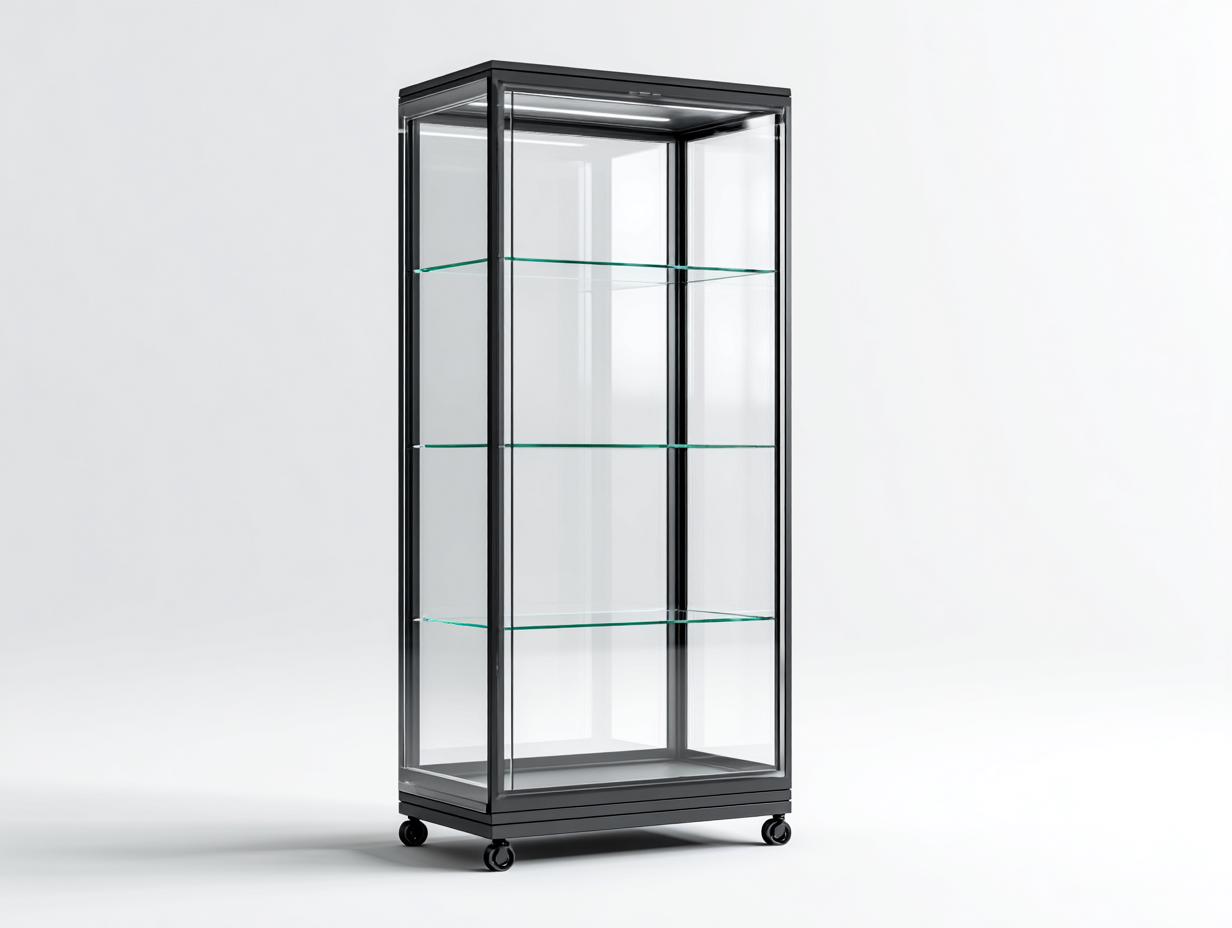 Vitrine en verre et métal noir 50x45x180 cm - rangement intérieur - design contemporain-Bamboomyyard