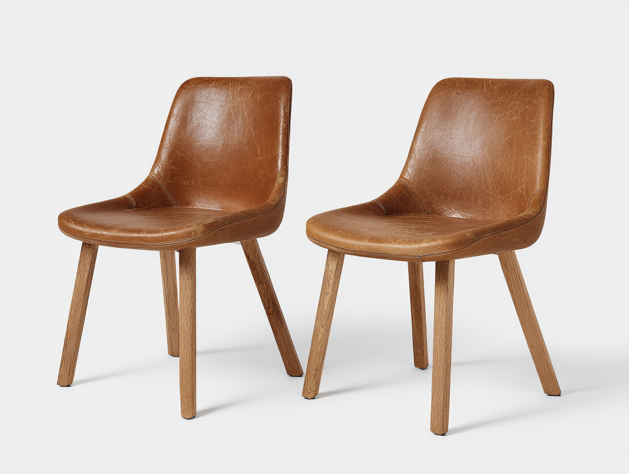 Chaise de salle à manger cuir synthétique bois 48x44x85 cm - marron - style moderne-Bamboomyyard