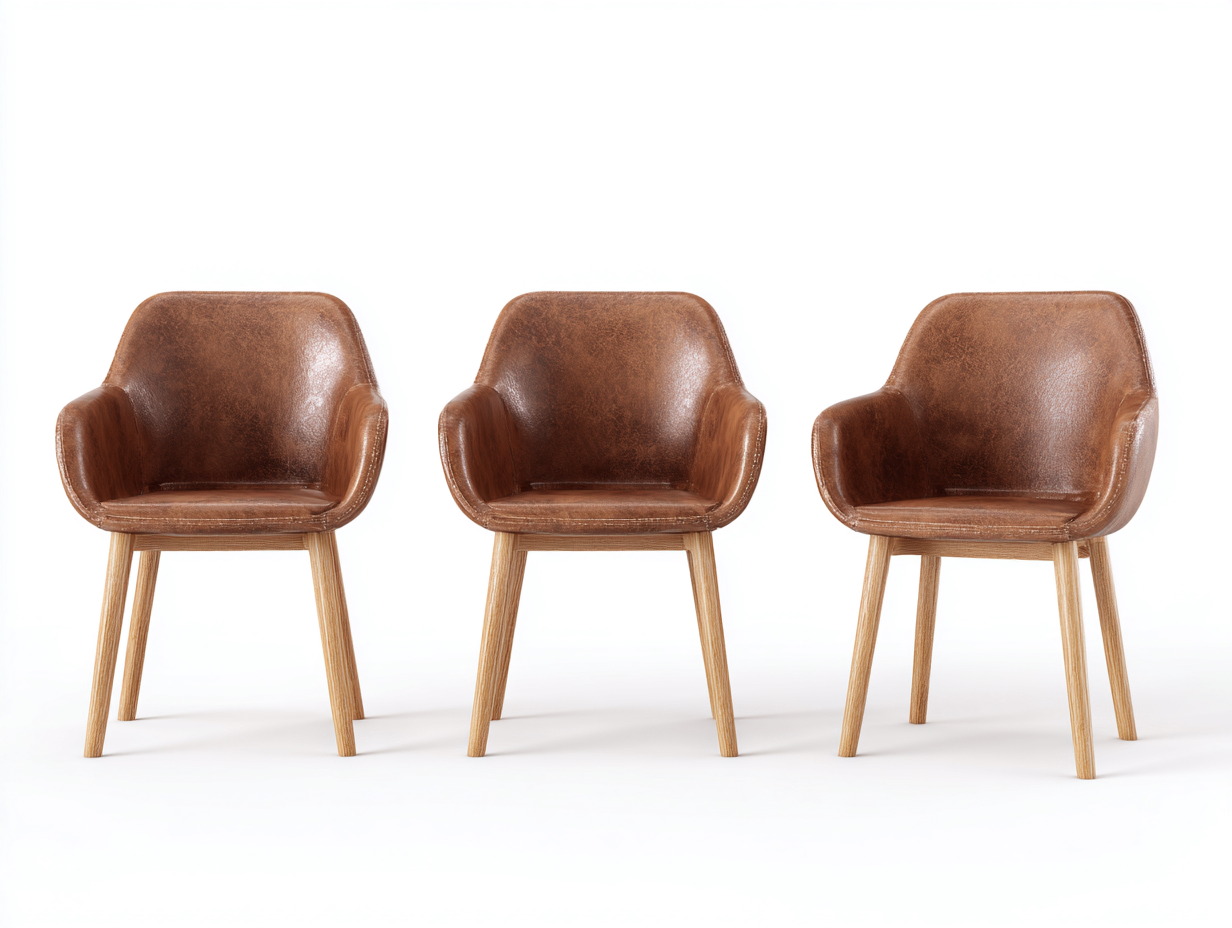 Lot de 3 chaises de salle à manger avec accoudoirs pour salle à manger 55x55x80 cm - marron - design contemporain-Bamboomyyard