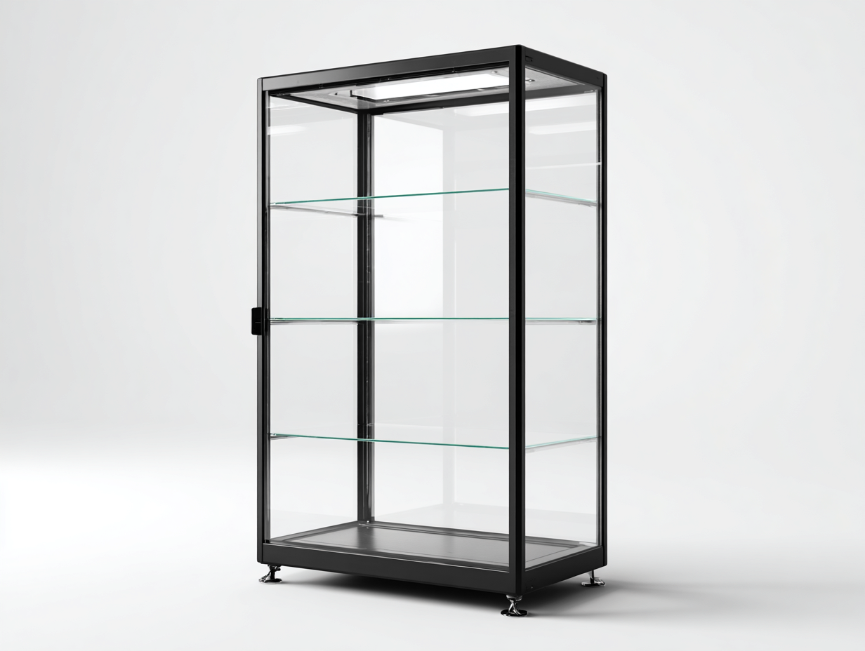 Vitrine en verre pour salon et entrée 55x45x160 cm - noir - design moderne-Bamboomyyard