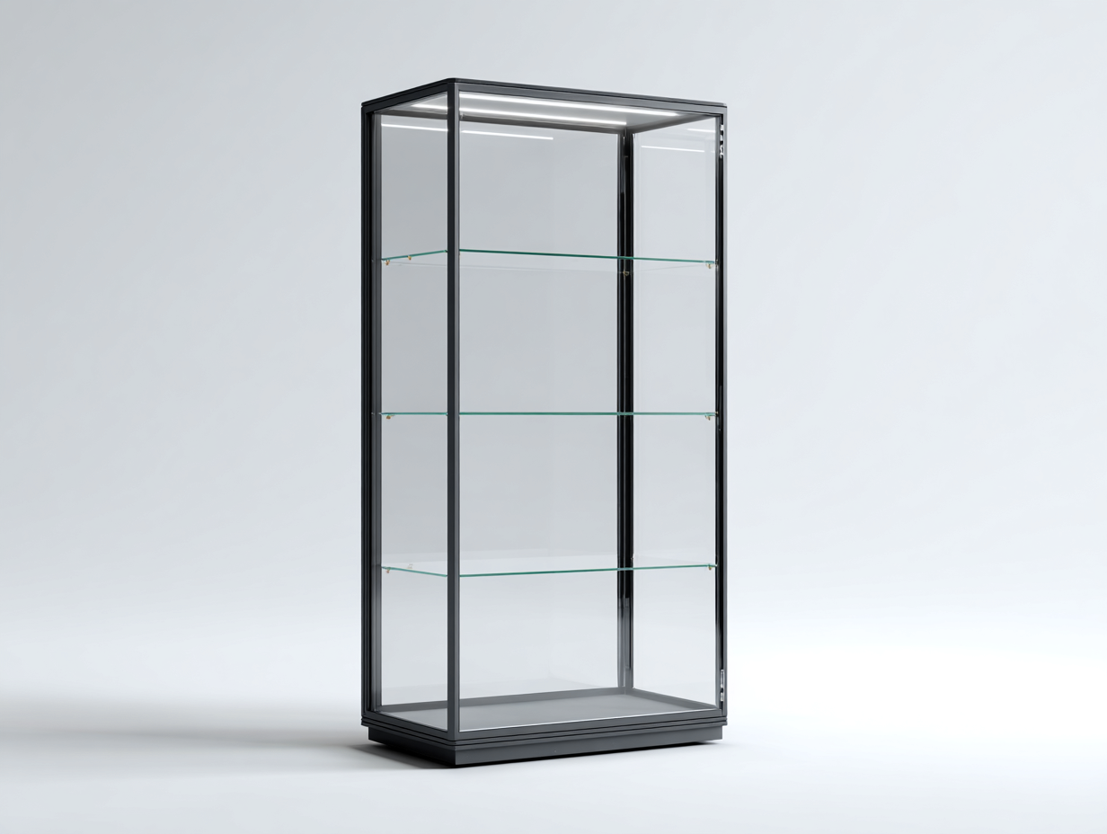 Vitrine verre métal 60x40x180 cm - noir - design moderne-Bamboomyyard