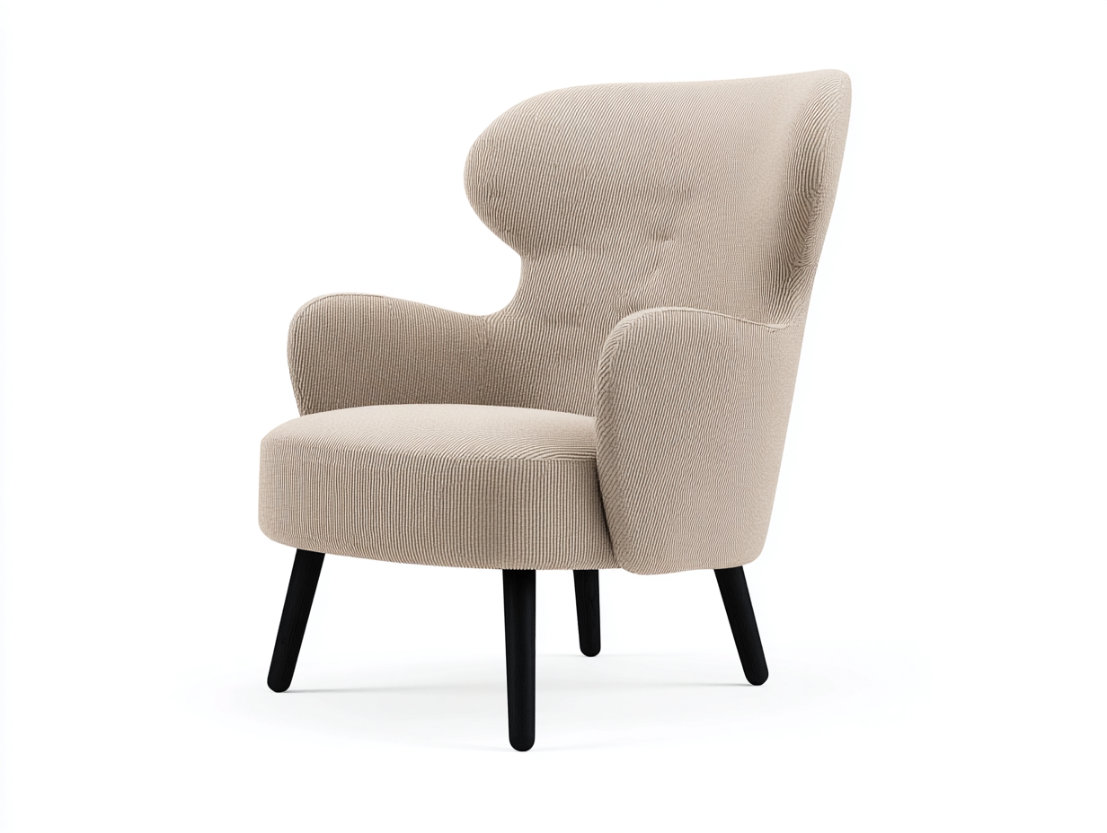 Fauteuil en tissu beige pour salon 78x82x95 cm - beige - style contemporain-Bamboomyyard