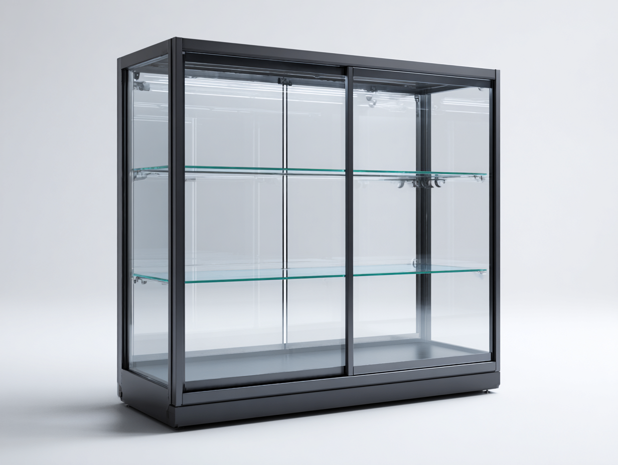 Vitrine verre métal 120x40x90 cm - noir - design moderne-Bamboomyyard