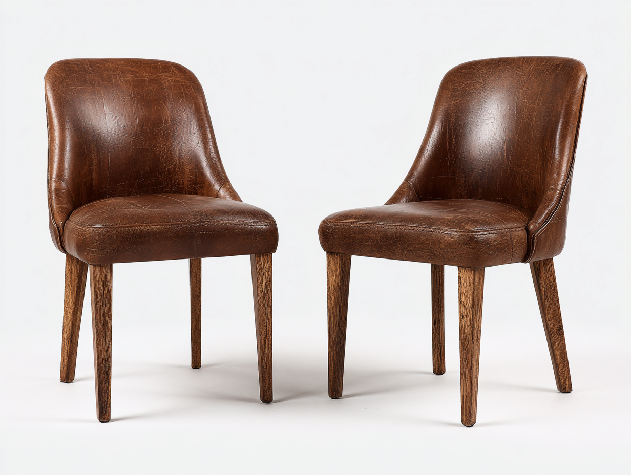 Chaise de salle à manger en bois et revêtement marron 46x52x82 cm - usage intérieur - design classique-Bamboomyyard