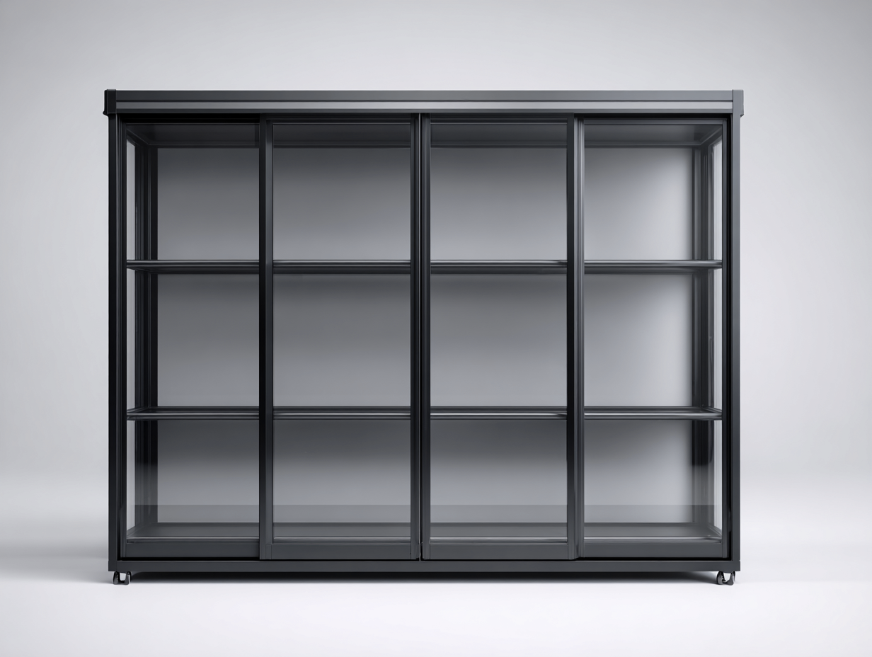 Vitrine verre et métal 180x45x180 cm - noir - design contemporain-Bamboomyyard
