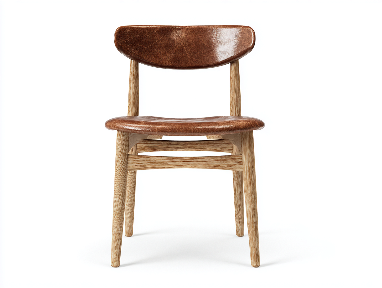 Chaise de salle à manger en bois et assise cuir 45x50x85 cm - Marron-Bois naturel - Style classique pour intérieur-Bamboomyyard