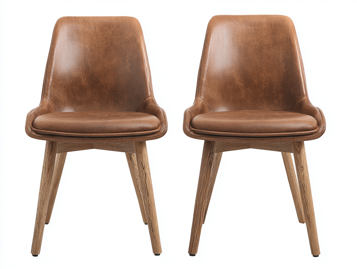 Chaise de salle à manger en bois et revêtement marron 48x55x84 cm - usage intérieur - design naturel-Bamboomyyard