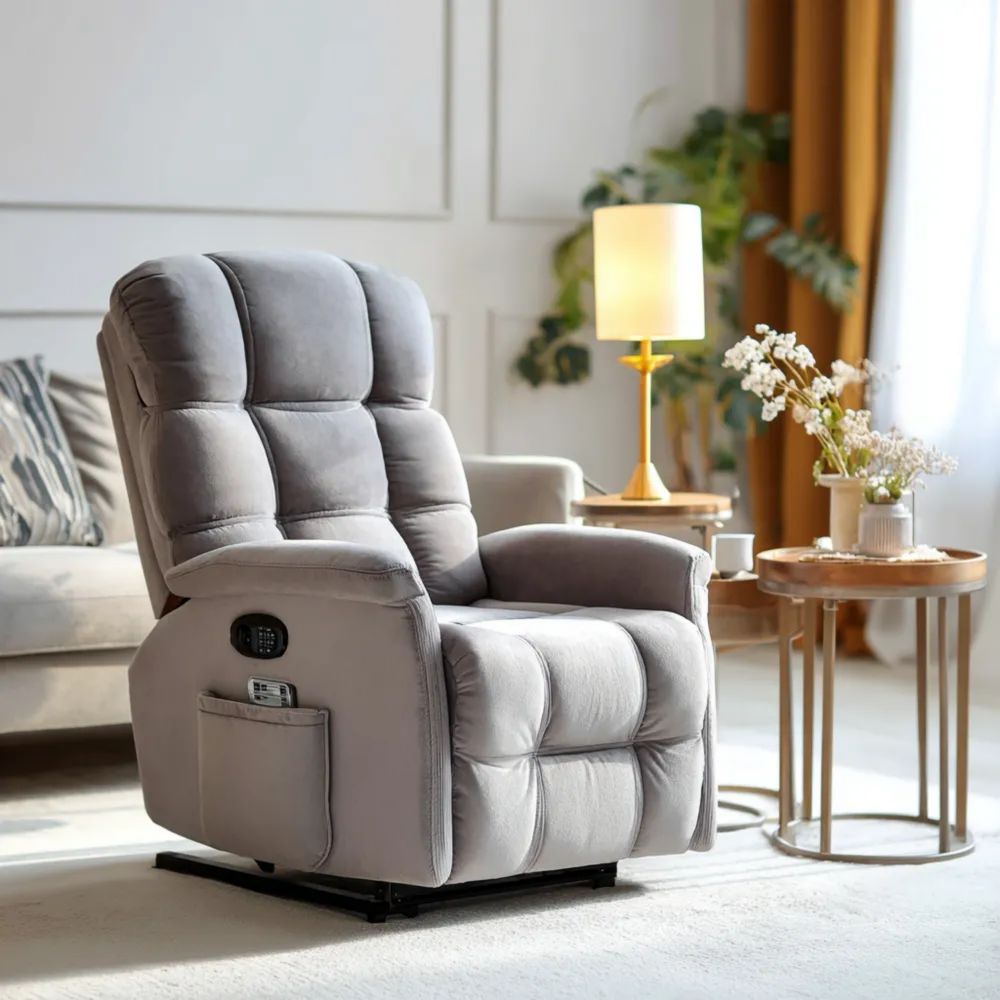 Elektrischer Relaxsessel 85x90x100 cm Stoffpolsterung Grau – Modernes Design