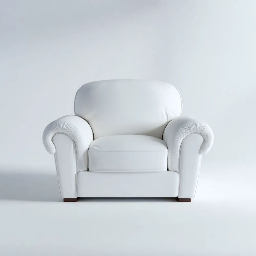 Ledersessel 100x90x85 cm – Weiß – Klassisches Design