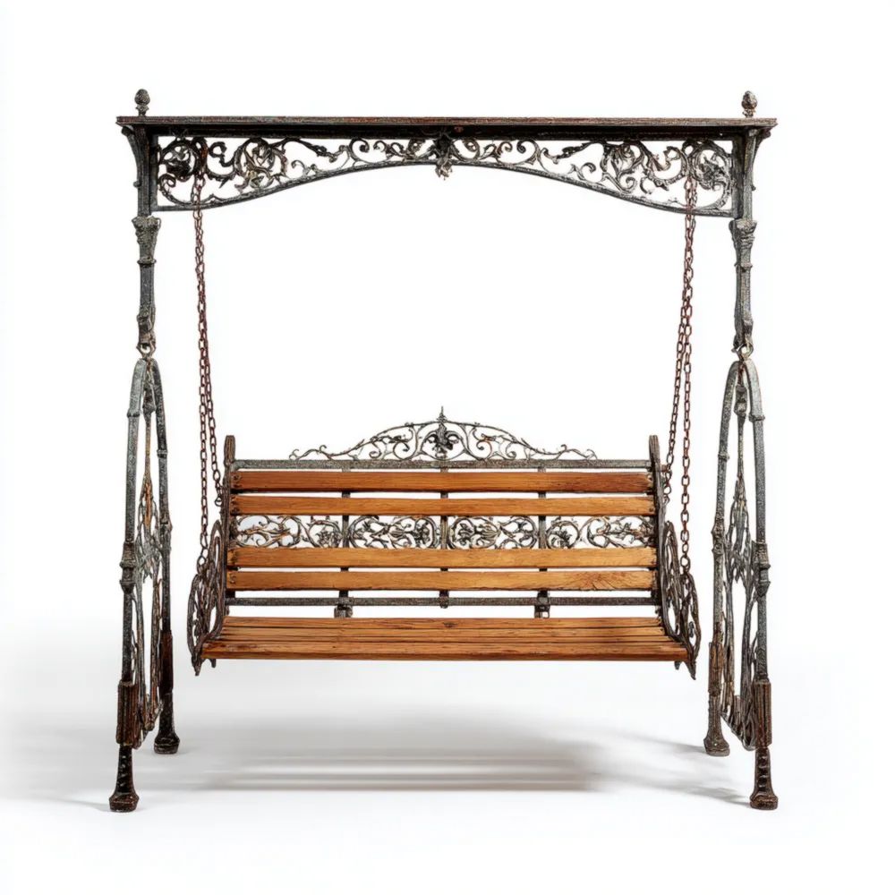 Gartenschaukel Metall-Holz Ornament 180x120x210 cm - Klassisches Design