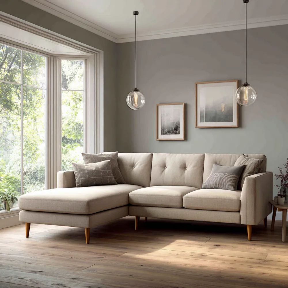 Ecksofa Stoff 250x160x80 cm – Beige – Modernes Design