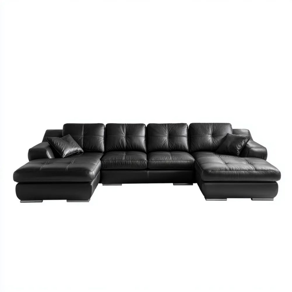 Ecksofa Leder 320x160x85 cm - Schwarz - Modernes Design