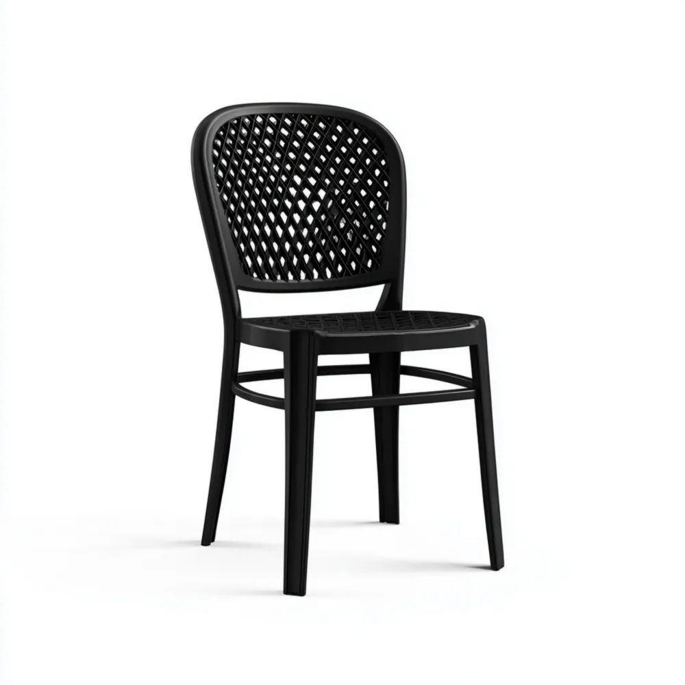 Moderner Gartenstuhl Kunststoff 53x44x82 cm – Schwarz