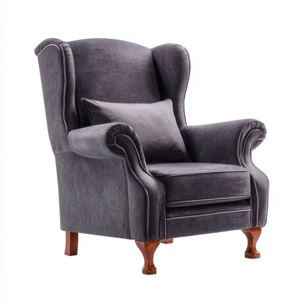 Ohrensessel Samt 75x80x100 cm – Dunkelgrau – Klassisches Design