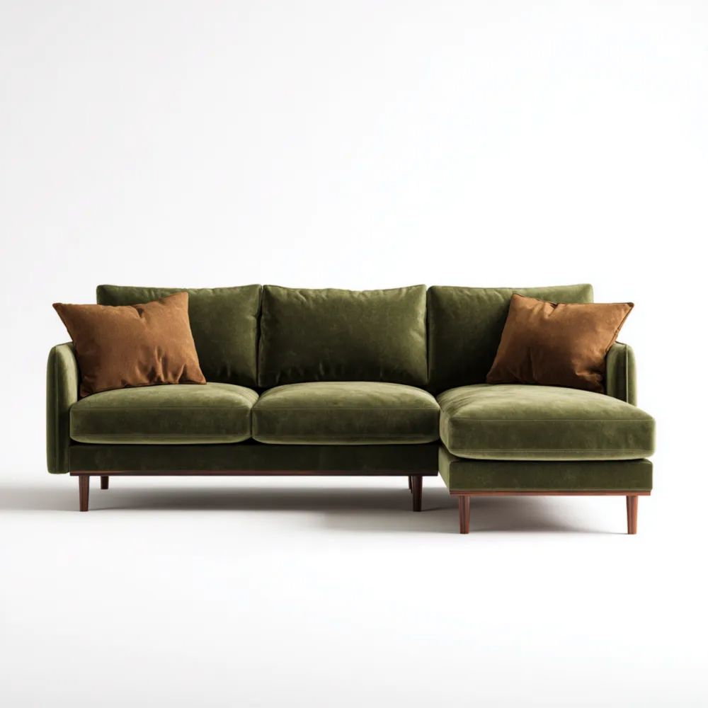 Ecksofa Samt 250x160x85 cm - Olivgrün - Modernes Design
