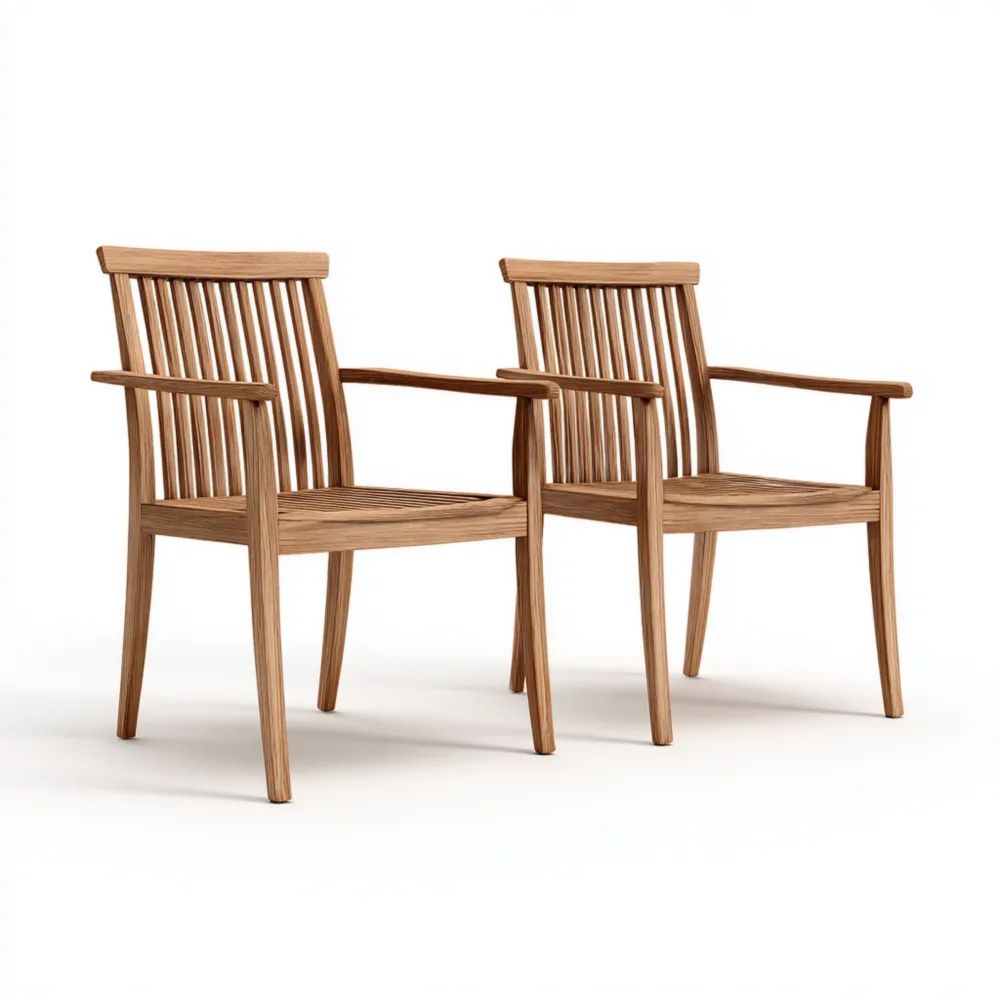Gartenstuhl Set 2 Stück aus Teakholz – Klassisches Design 60x60x90 cm