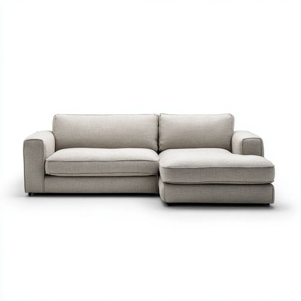 Ecksofa Stoffpolster 250x150x85 cm – Hellgrau – Modernes Design