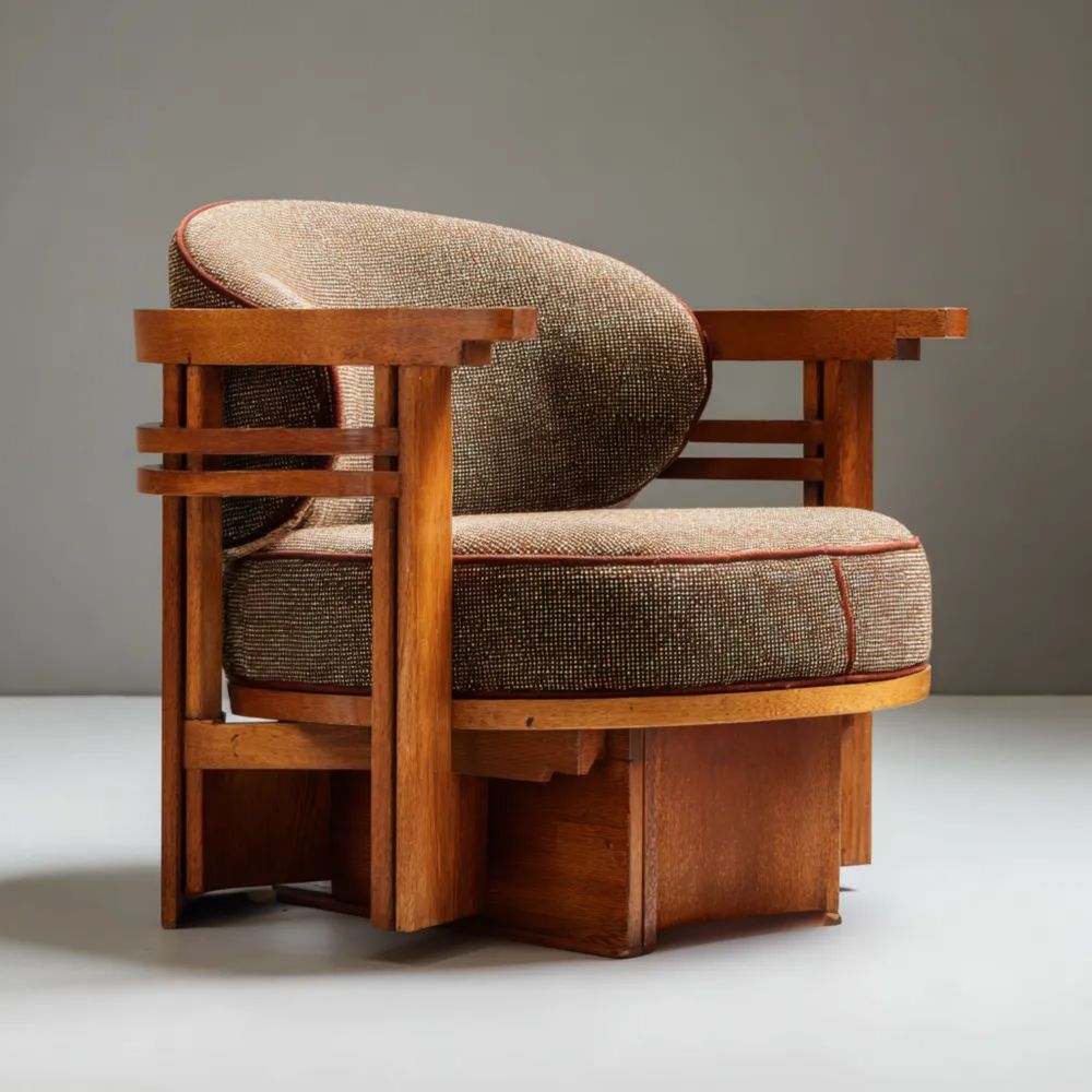 Vintage Sessel aus Holz mit Stoffbezug 85x75x70 cm – Braun