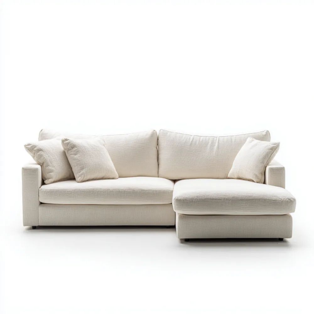 Ecksofa Stoff 250x150x85 cm – Creme – Moderner Stil