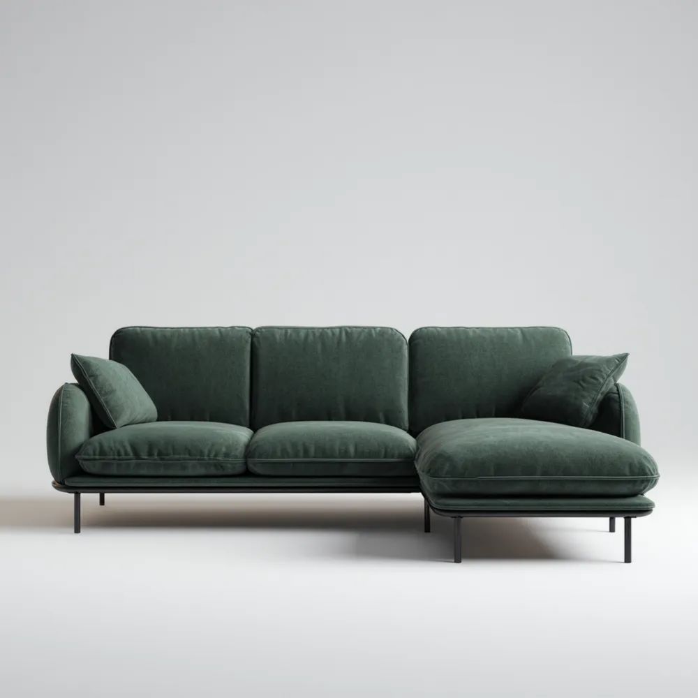Ecksofa Stoff 250x90x90 cm – Dunkelgrün – Modernes Design