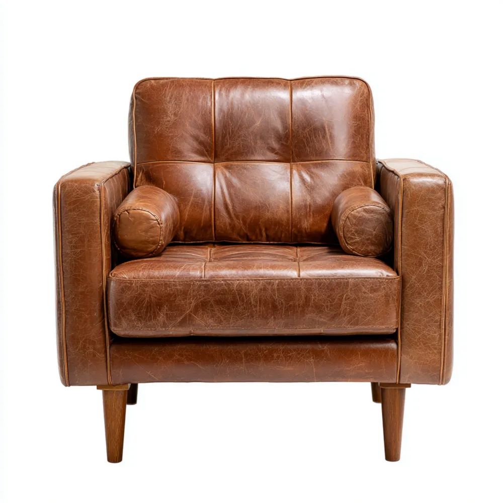 Sessel Leder 75x80x90 cm - Braun - Klassisches Design