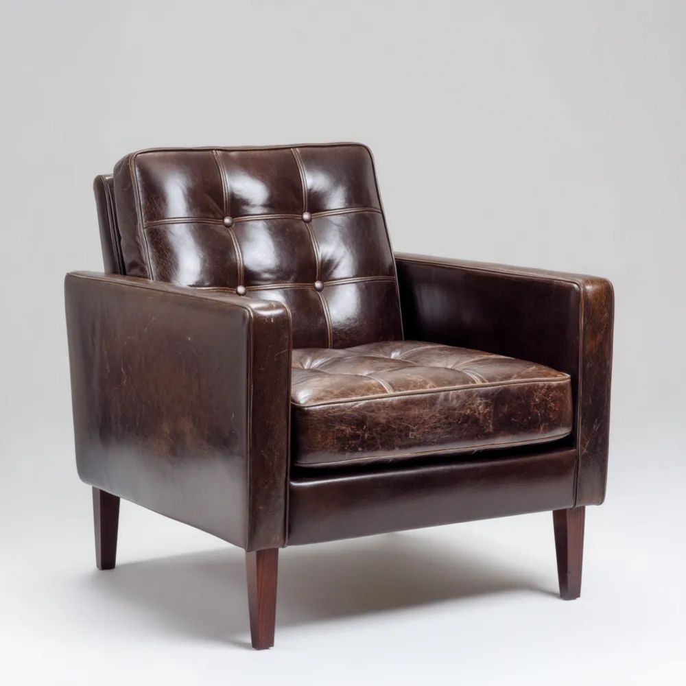 Ledersessel 85x80x90 cm - Dunkelbraun - Klassisches Design