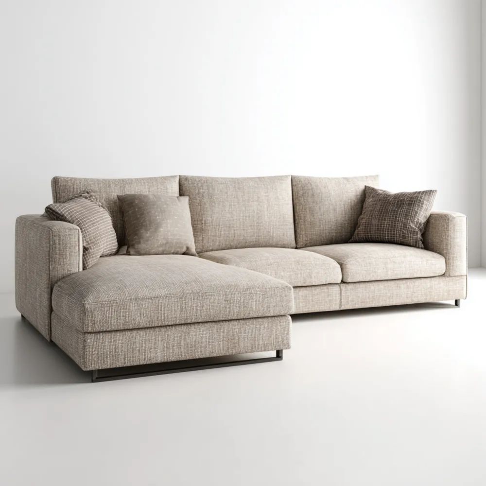 Ecksofa 250x150x85 cm – Stoffbezug – Beige – Modernes Design