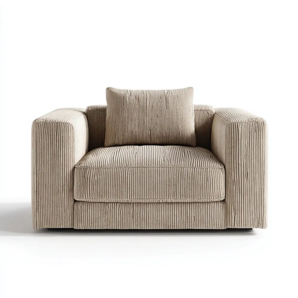 Sessel 90x90x70 cm aus Cord – Beige – Modernes Design