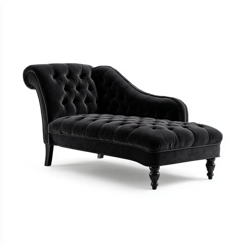 Relaxliege Samt 150x80x90 cm - Schwarz - Klassisches Design