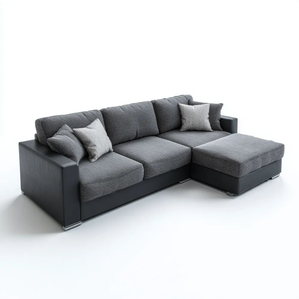 Ecksofa Stoff Grau 250x160x90 cm – Modernes Design