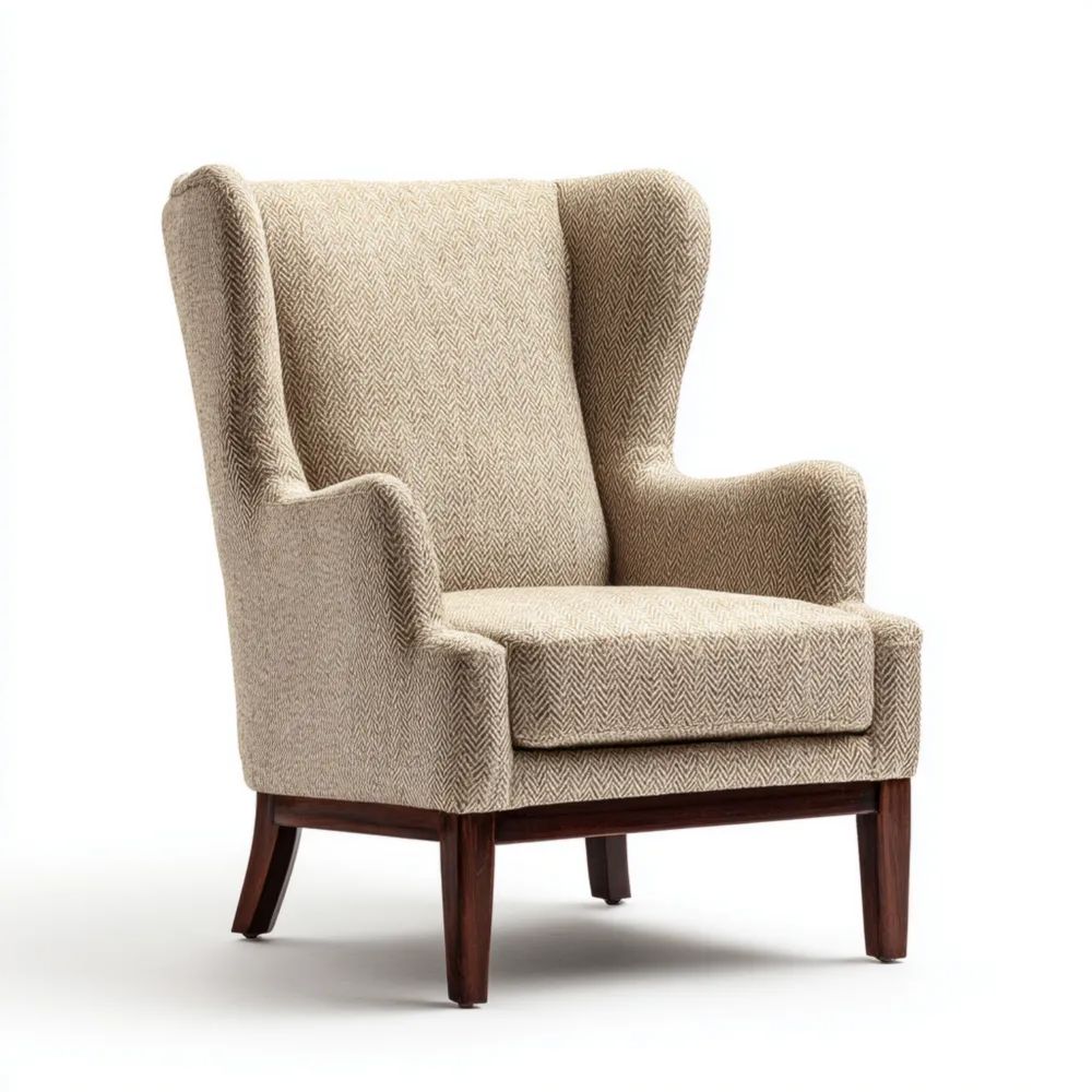 Ohrensessel Stoff 85x100x90 cm – Beige – Klassisches Design