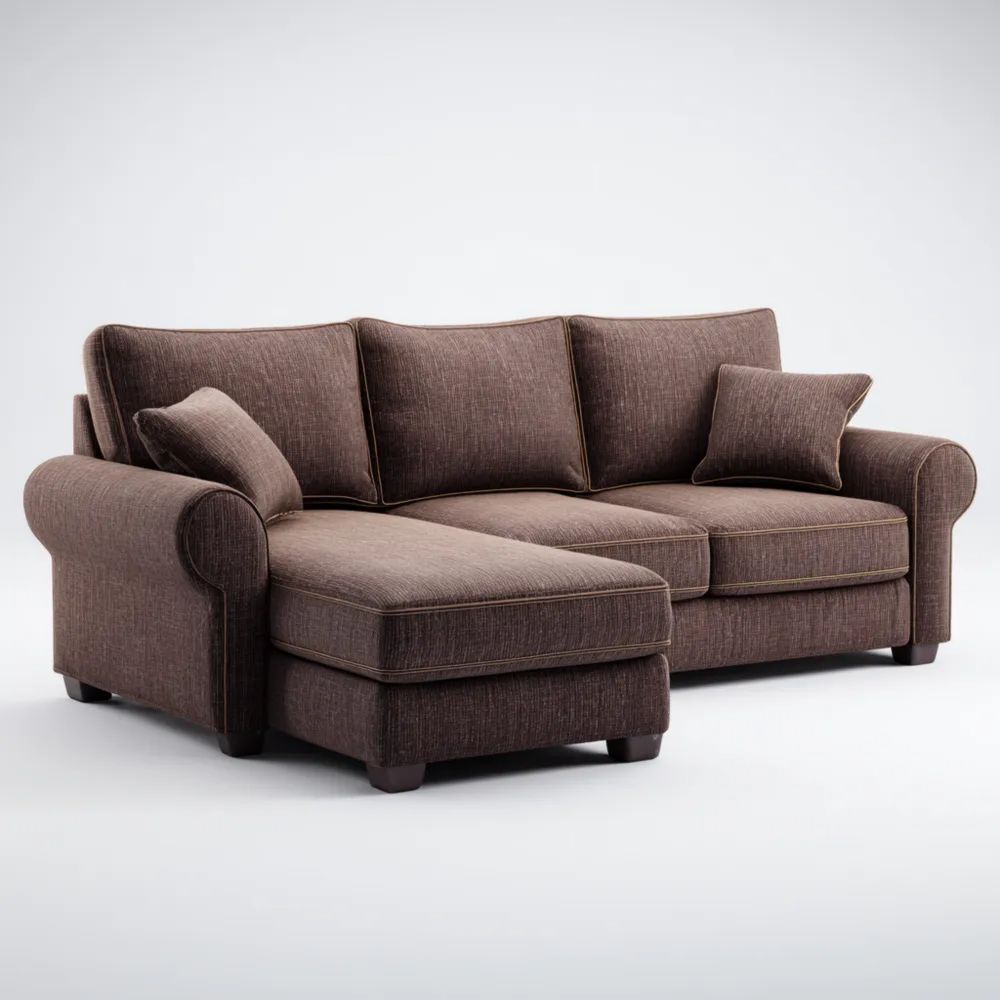 Ecksofa Stoffpolsterung 250x160x90 cm – Braun – Klassisches Design