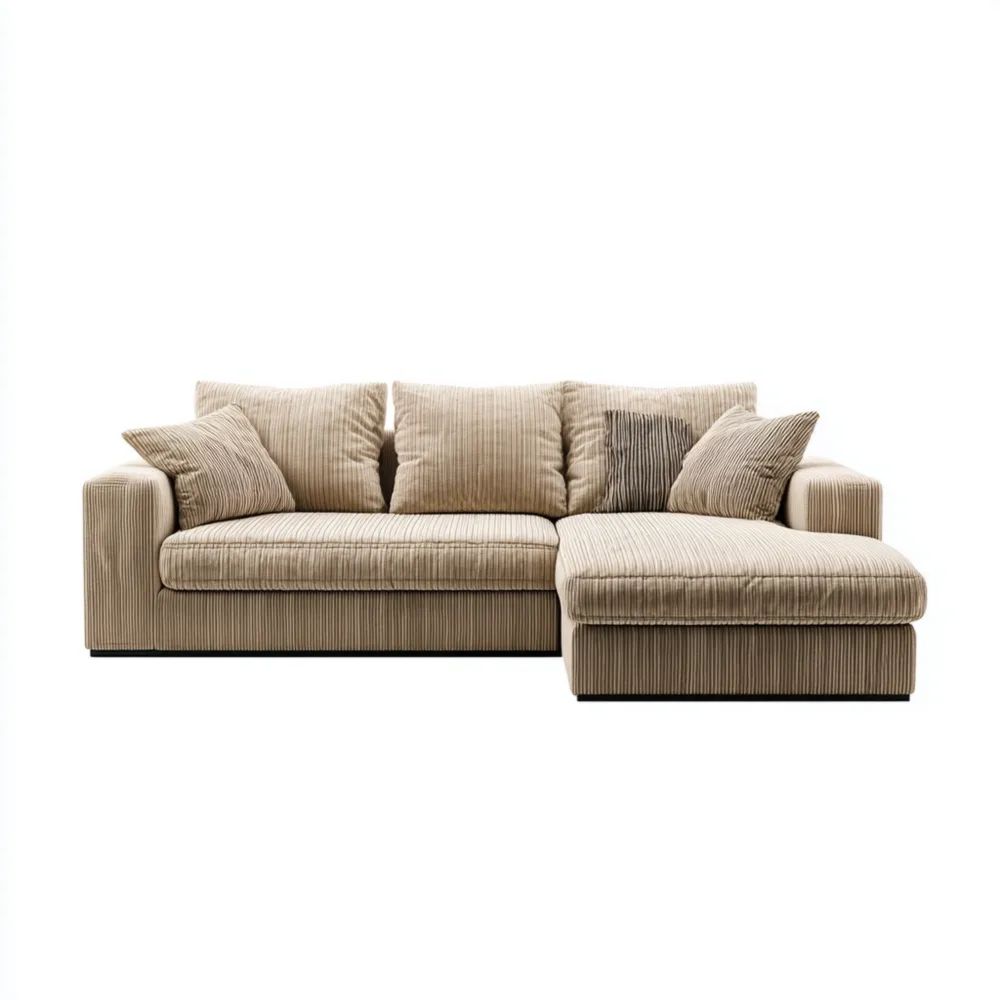 Ecksofa Stoff Cord 250x160x85 cm – Beige – Modernes Design