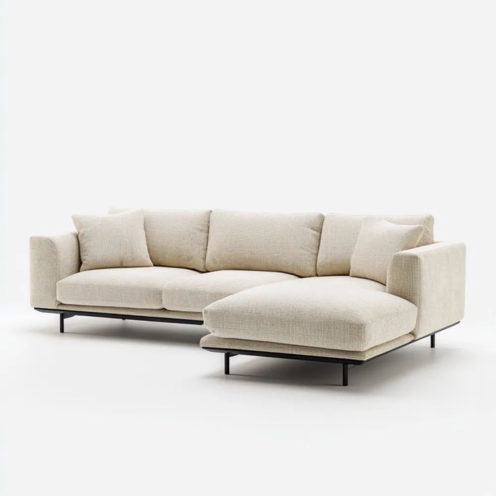 Ecksofa Stoff 280x160x85 cm – Creme – Moderner Stil