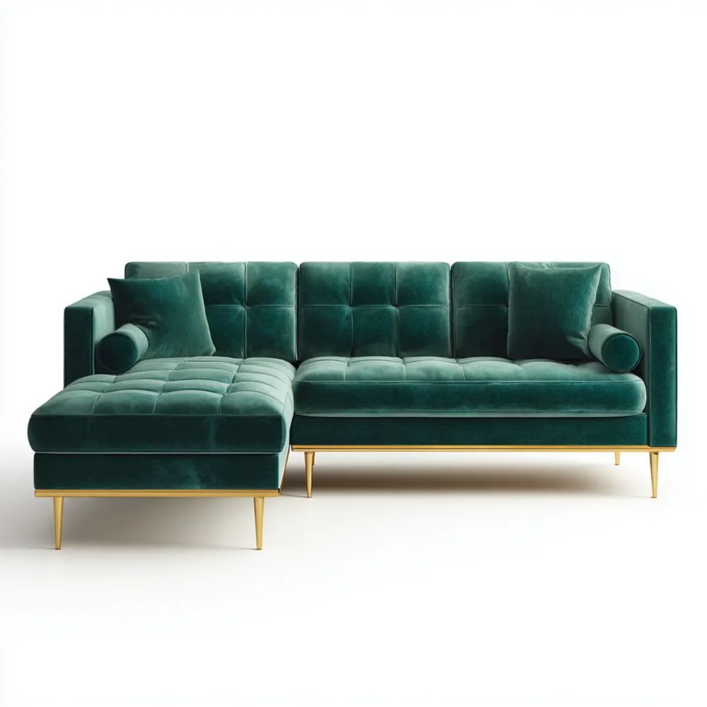 Ecksofa Samt 200x150x80 cm - Grün - Modernes Design
