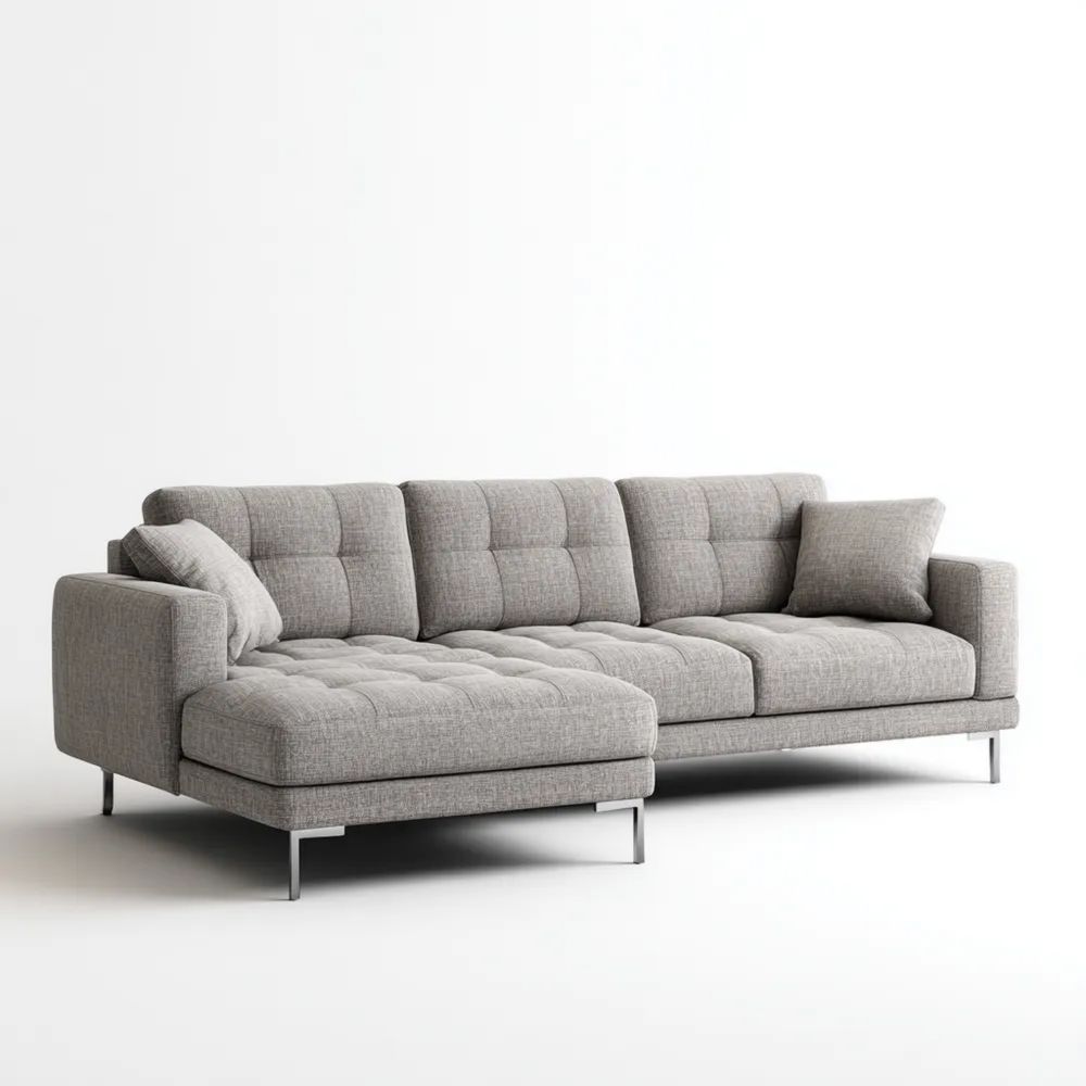 Ecksofa Stoffpolster 280x160x85 cm – Hellgrau – Modernes Design