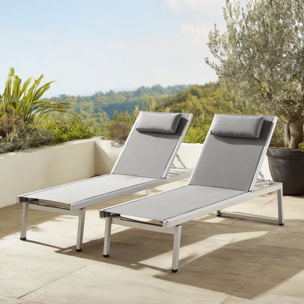 Chaises longues de jardin en aluminium 200x65x35 cm - Gris - Design moderne