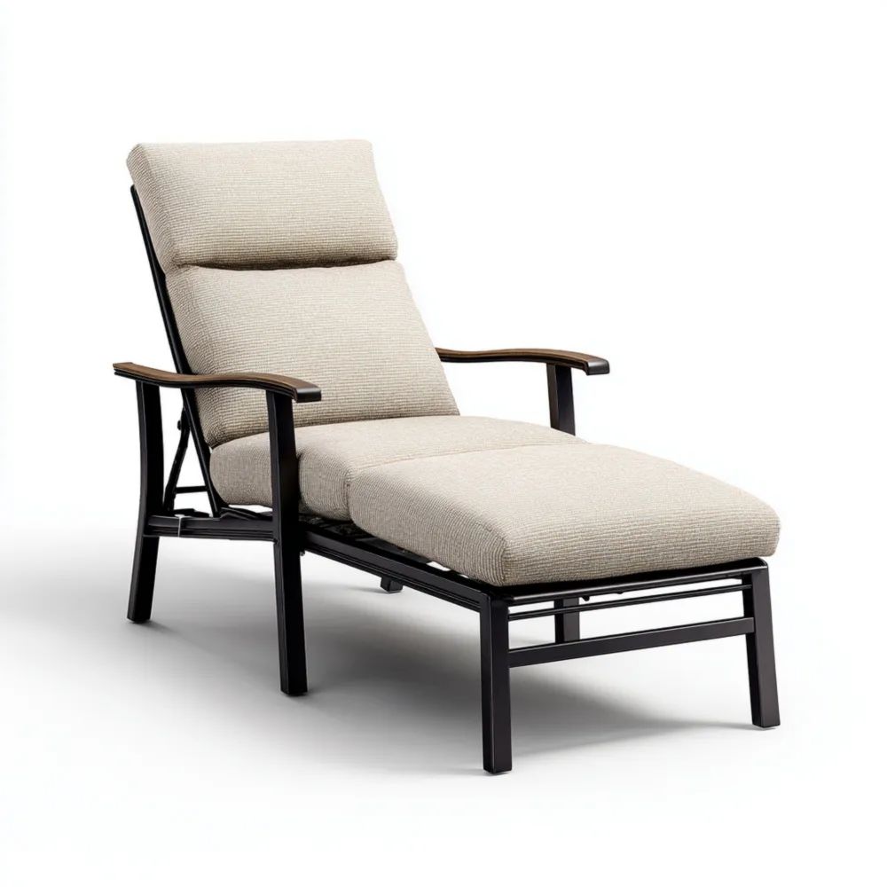 Chaise Longue de Jardin en Métal 180x60x90 cm - Beige