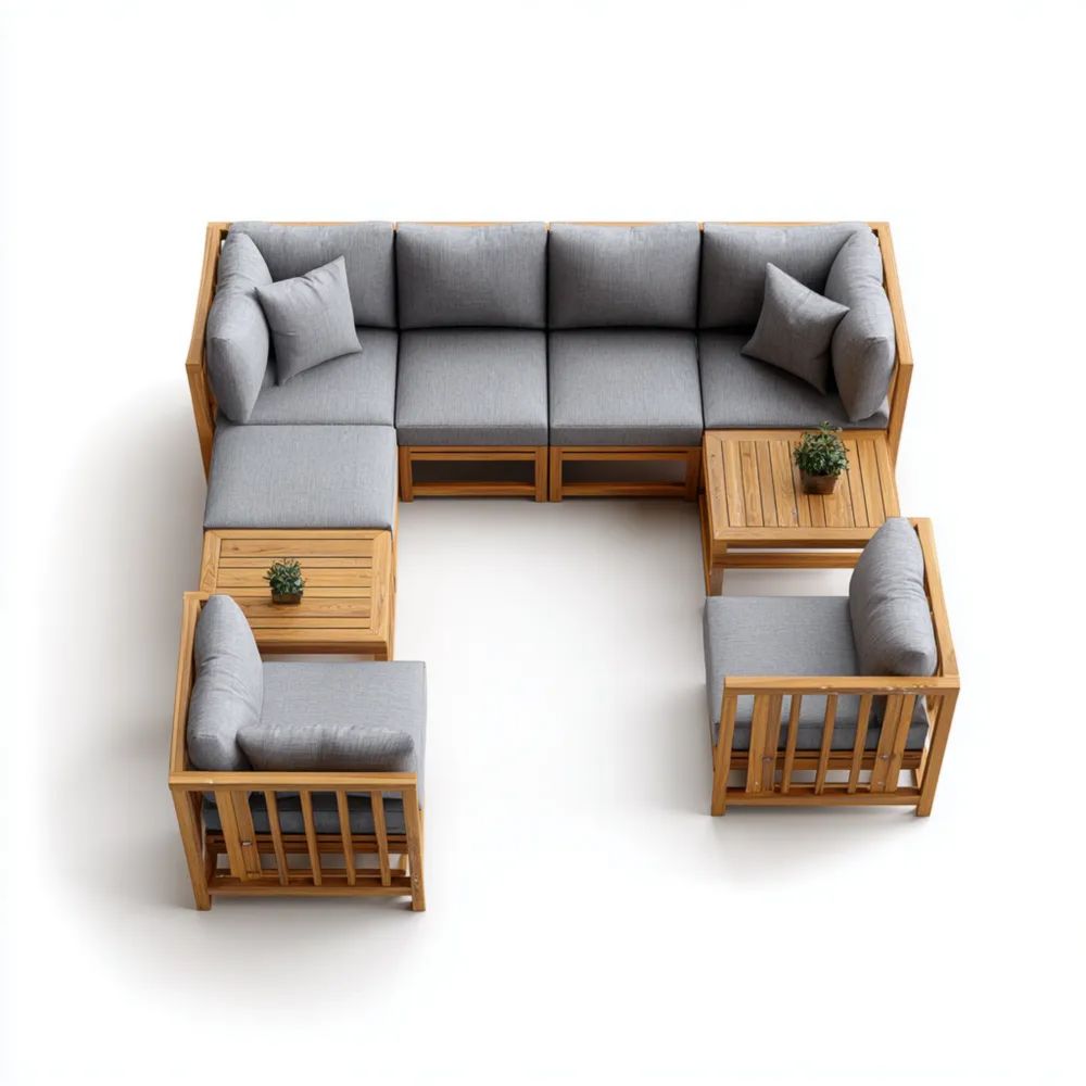 Ensemble de canapés de jardin en bois 250x250x75 cm - Gris