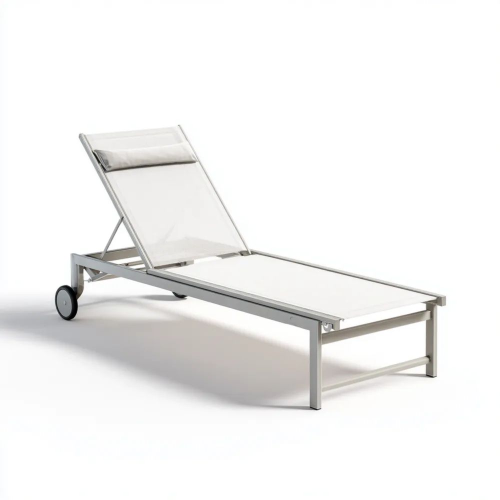 Chaise longue de jardin en aluminium 200x60x35 cm – Blanc – Design moderne