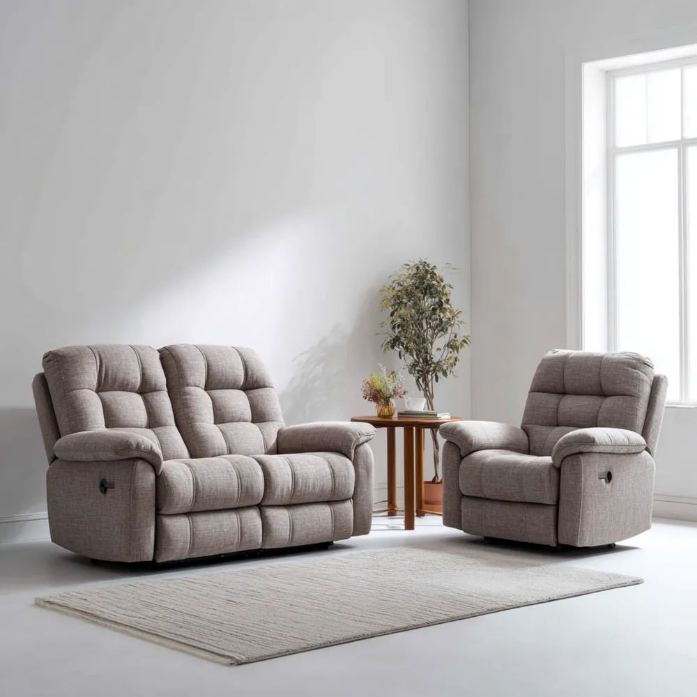 Ensemble de canapés inclinables Tissu 150x90x95 cm – Gris Clair