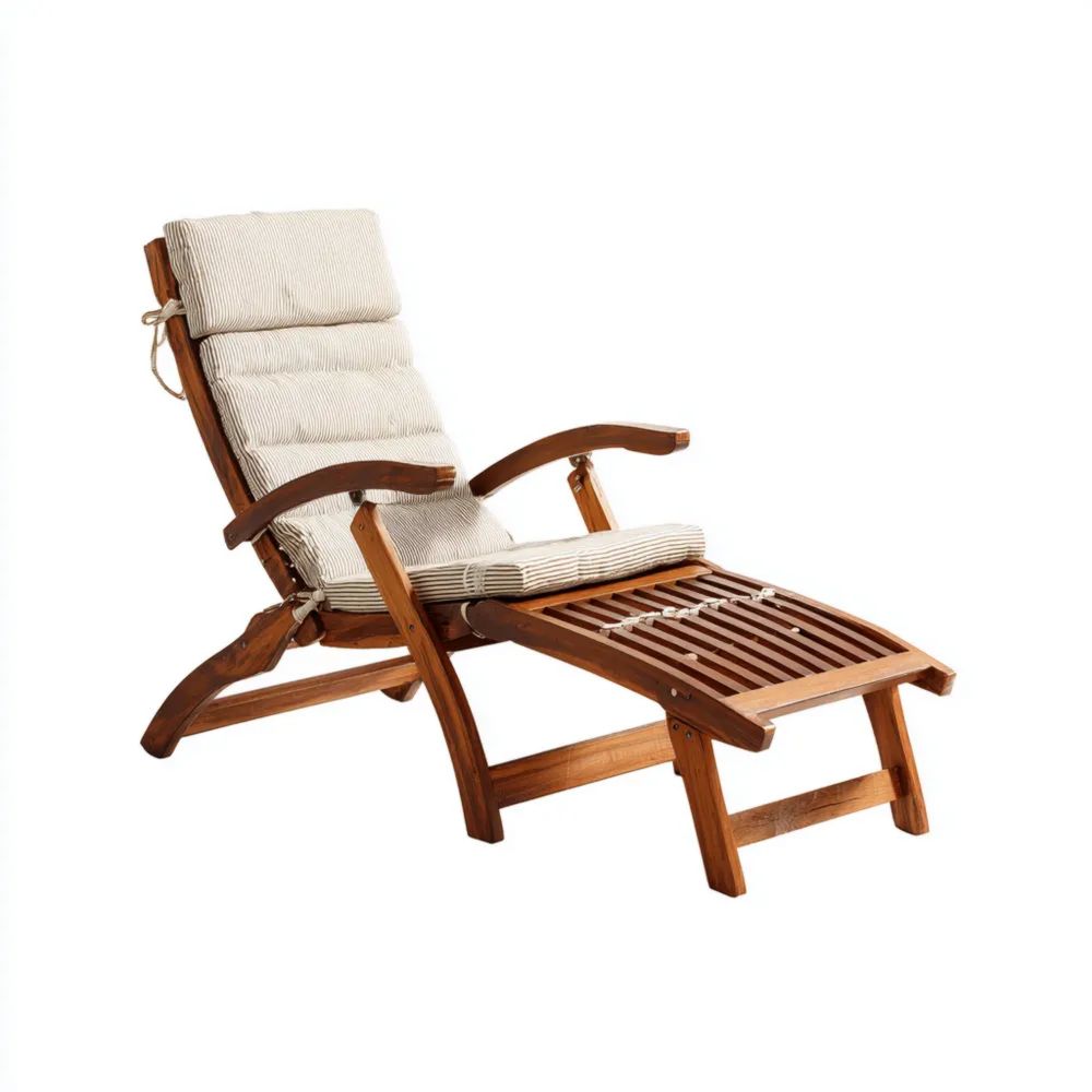 Chaise longue de jardin 180x60x90 cm Bois - Coussins amovibles - Design ergonomique