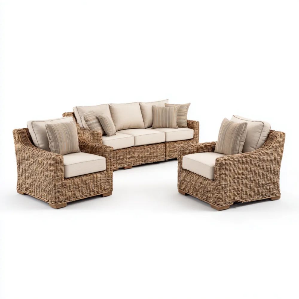 Ensemble de canapés de jardin en résine tressée 180x80x75 cm – Beige – Design contemporain