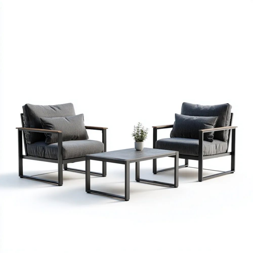 Ensemble de canapés de jardin Aluminium 70x70x80 cm – Gris Foncé – Design contemporain