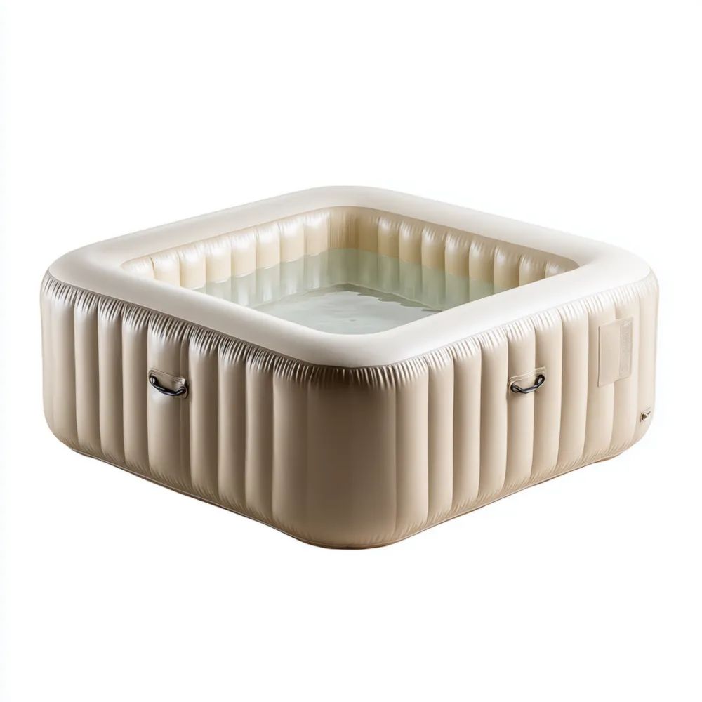 Piscine Spa Gonflable Carré 185x185x65 cm - Beige