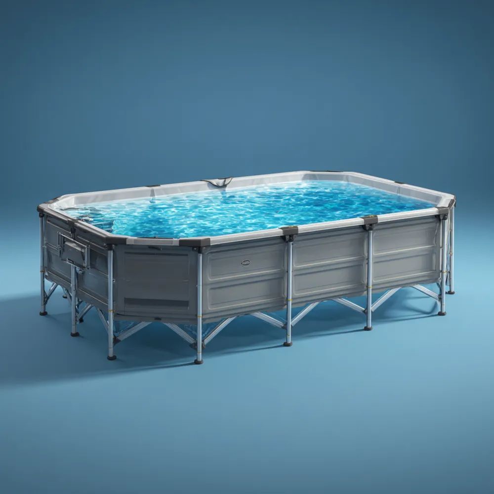 Piscine tubulaire acier 400x200x100 cm - Gris - Résistante et durable