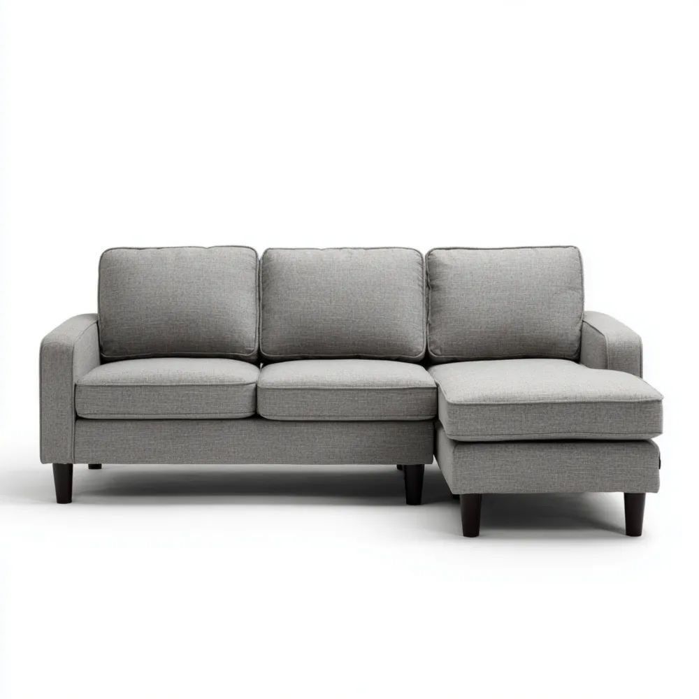 Ecksofa Stoff 200x150x85 cm – Hellgrau – Modernes Design