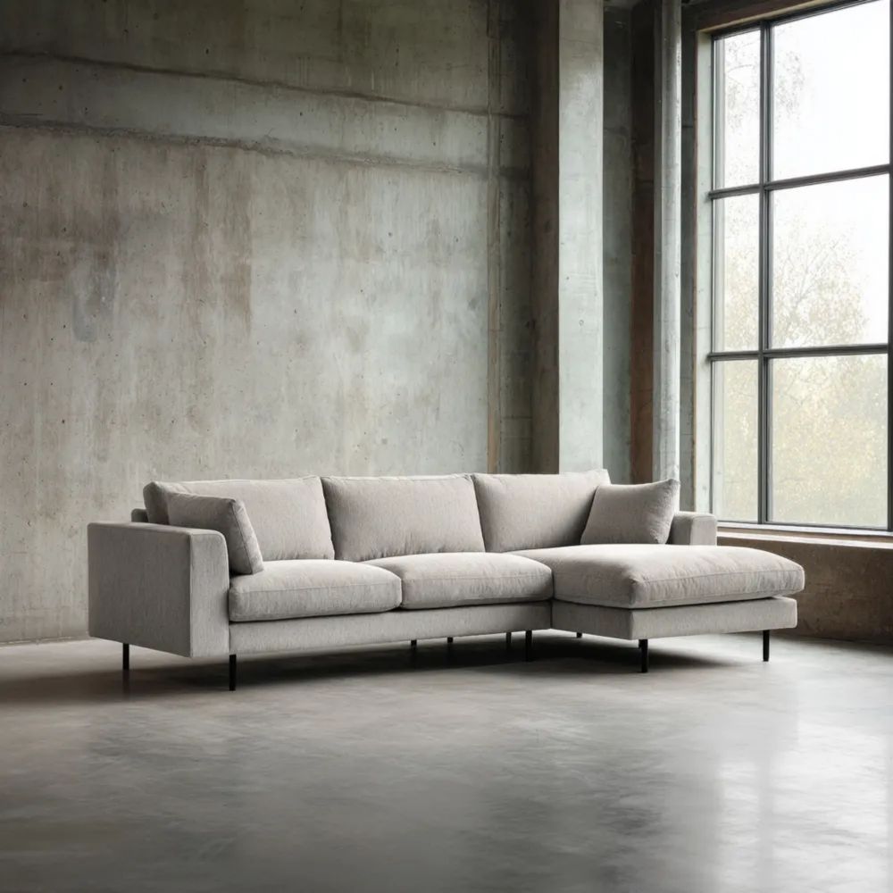 Ecksofa Stoff 300x160x90 cm – Hellgrau – Modernes Design
